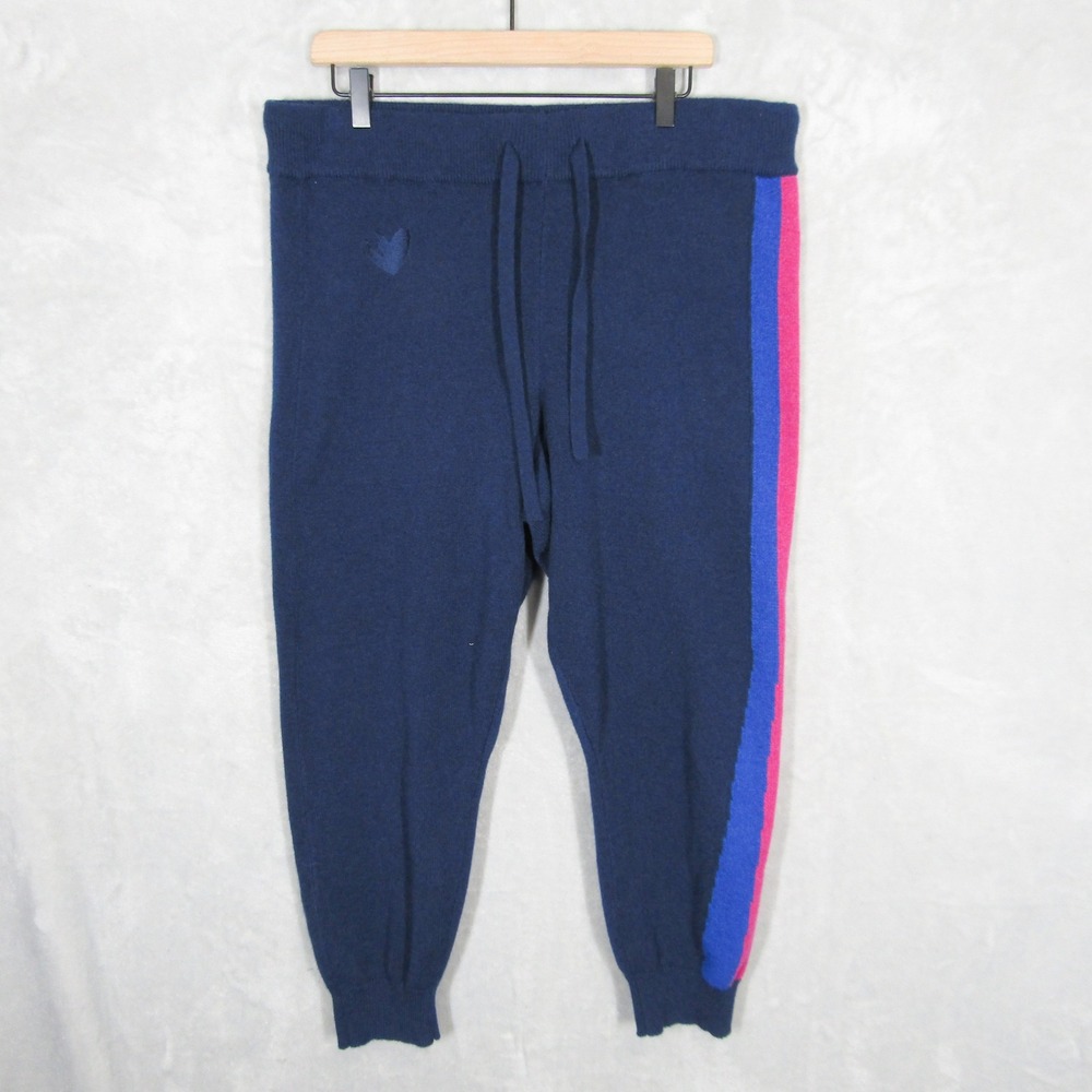 Torrid LoveSick Navy Blue Plush Side Stripe Knit Joggers Womens 2 2X 18-20 NEW